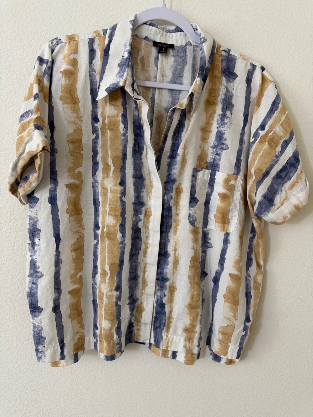 Ann Taylor Factory Cuffed Capped sleeve button down Blouse